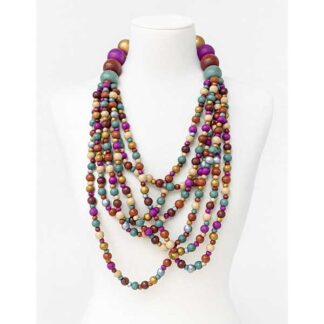Collar bolas madera