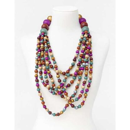 Collar bolas madera