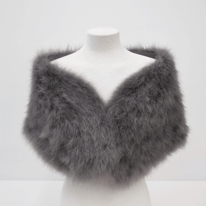 Estola gris oscuro plumas marabú