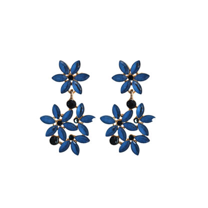 Pendientes azul petróleo flores