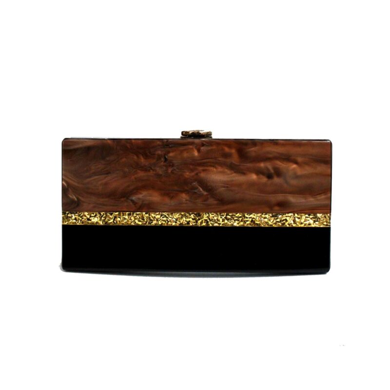 Bolso clutch marrón sintético