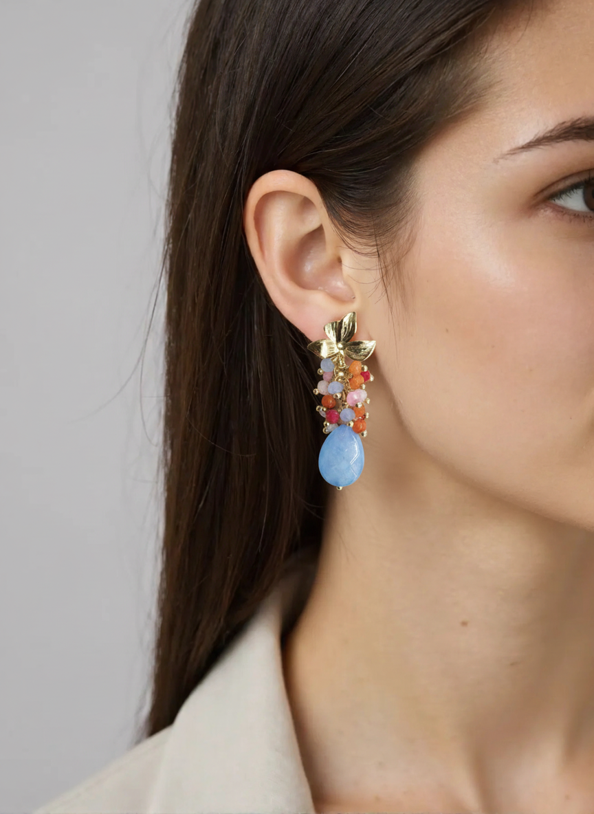 Pendientes multi lágrima azul - Imagen 2