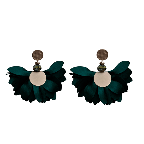 Pendientes pétalos verde botella