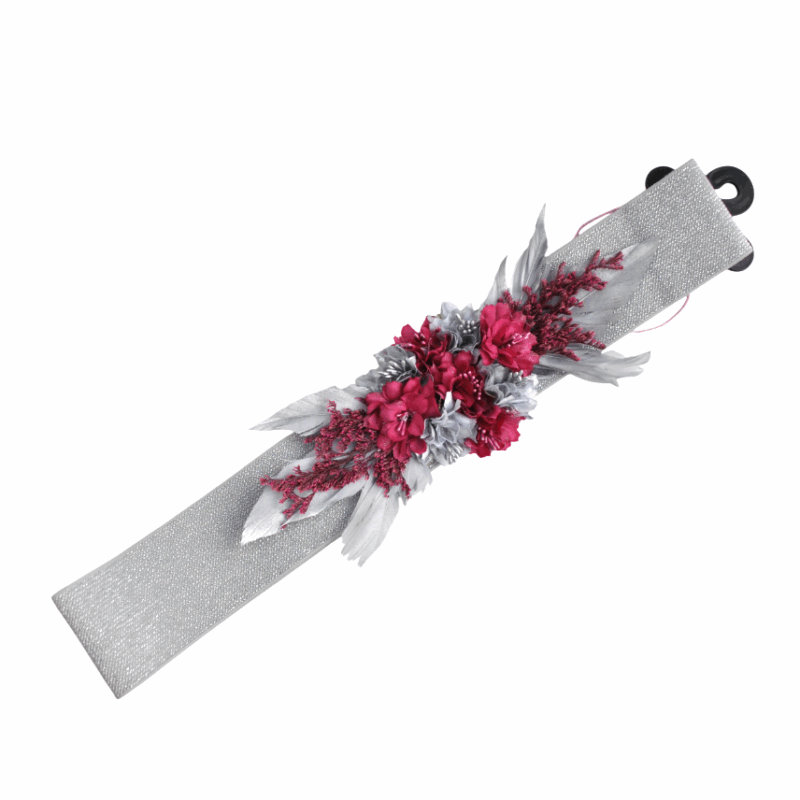 Cinturón fucsia y plateado