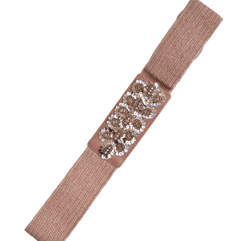 Cinturón rosa nude lentejuelas
