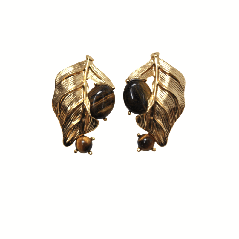 Pendientes dorados hojas