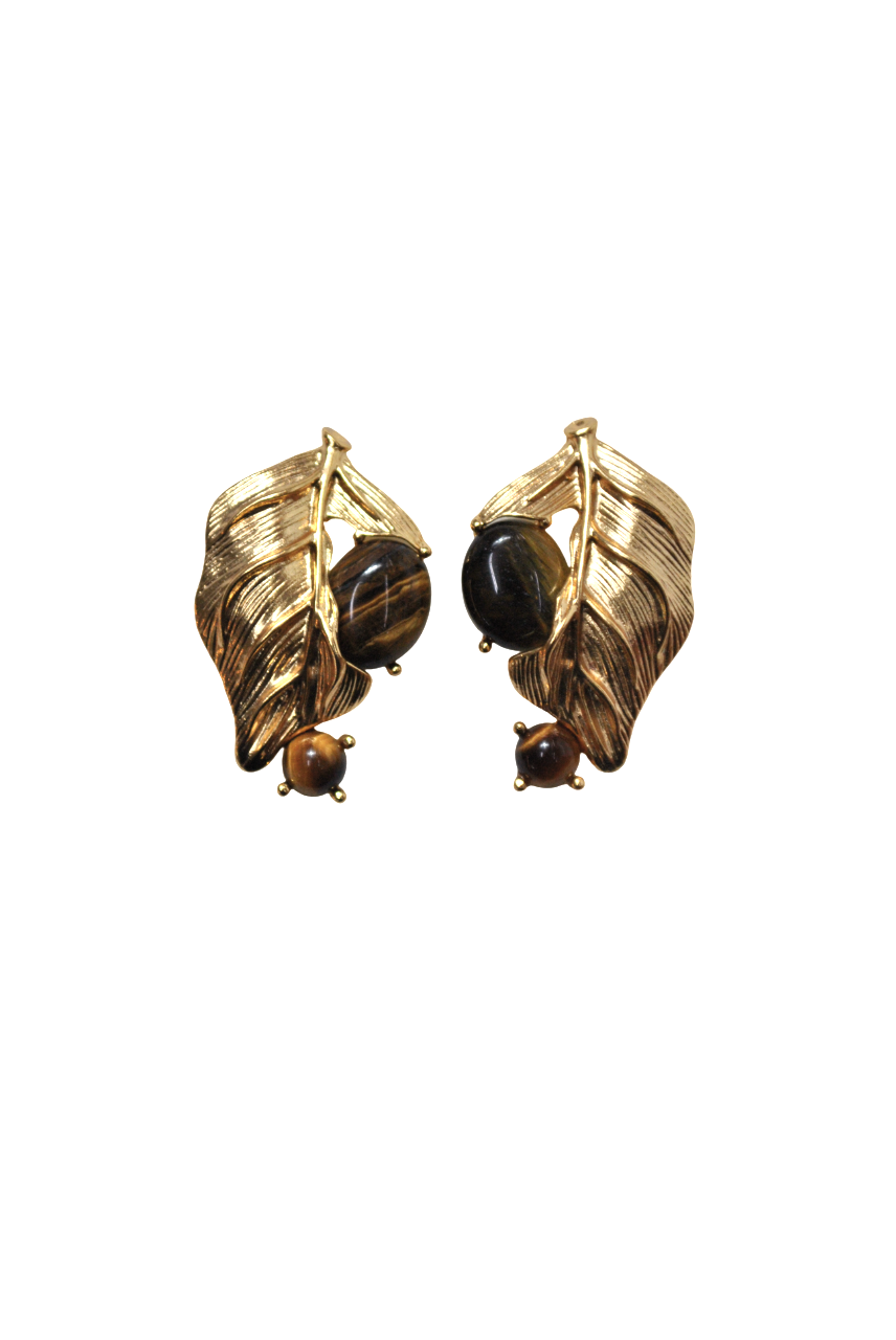 Pendientes dorados hojas