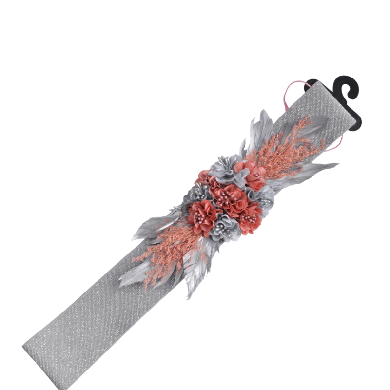 Cinturón nude y plata flores