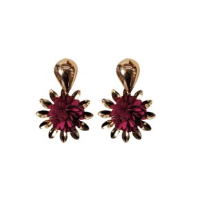 Pendientes flor burdeos y oro