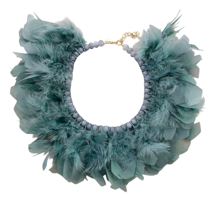 Collar plumas aguamarina