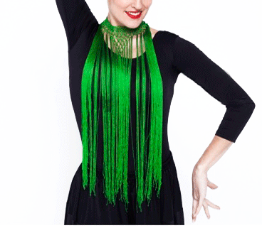 Collar flamenca flecos verde hierba