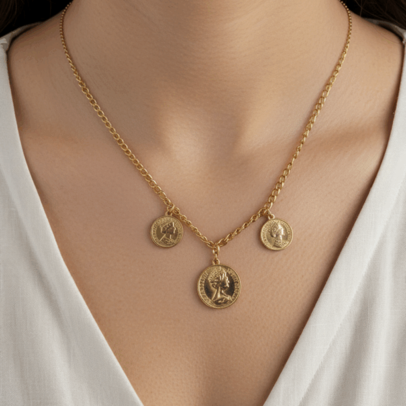 Colgante medallas monedas