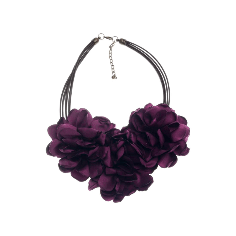 Collar flores berenjena