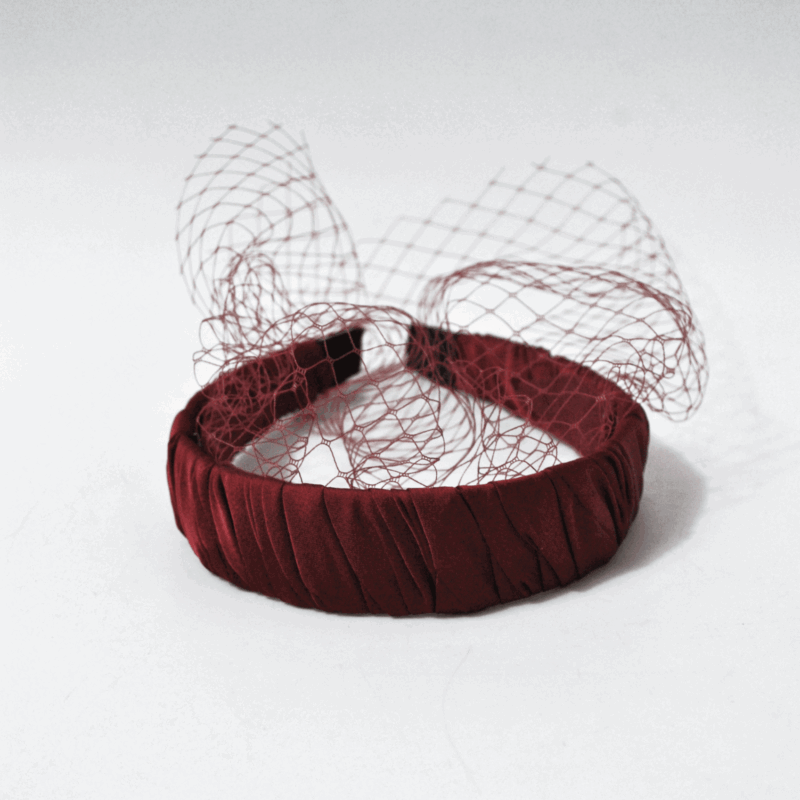 Diadema burdeos redecilla