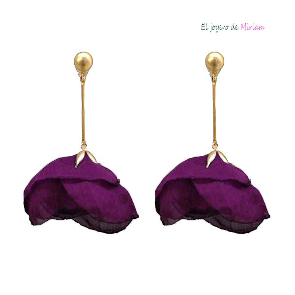 Pendientes berenjena pétalos
