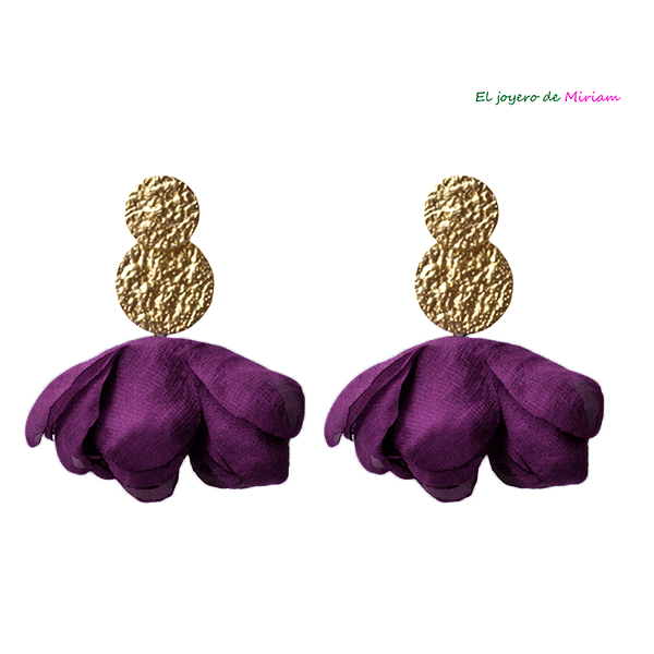 Pendientes berenjena pétalos