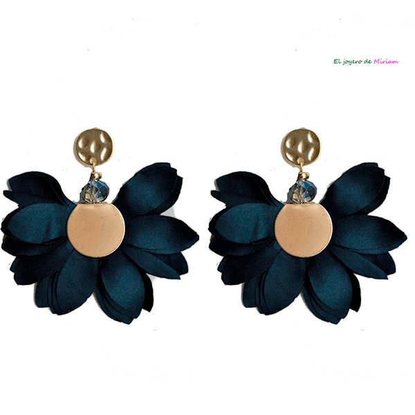 Pendientes pétalos azul petróleo