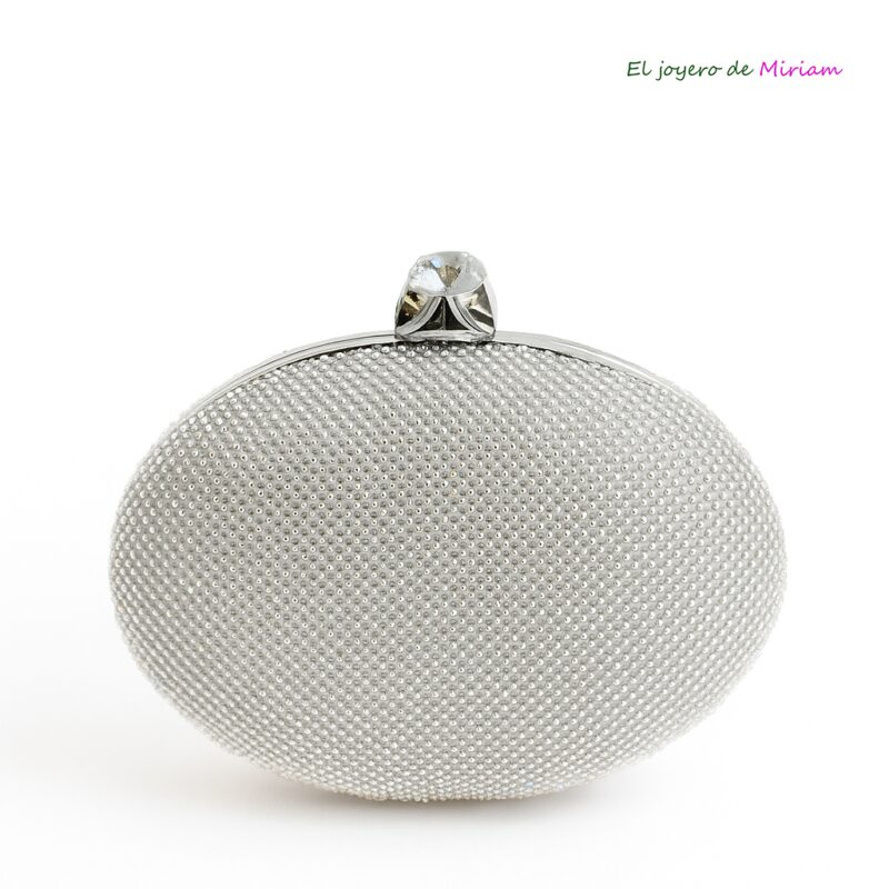 Clutch ovalado plateado brillante