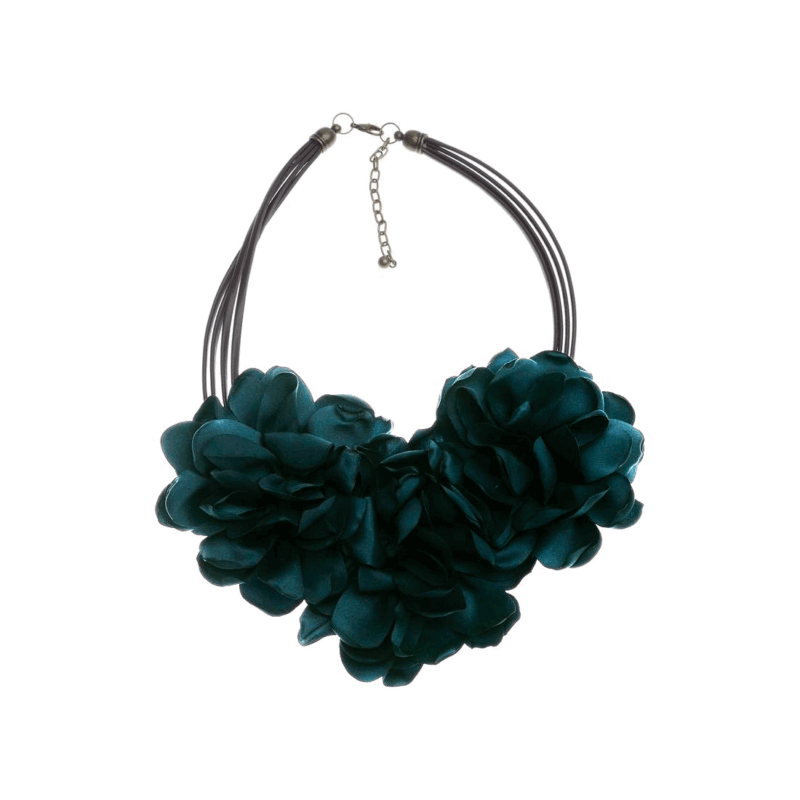Collar flores azul petróleo