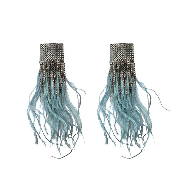 Pendientes fiesta plumas verdosas