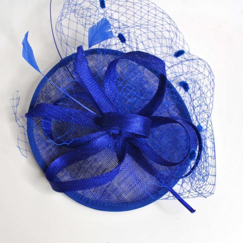 Tocado azul eléctrico redecilla topos