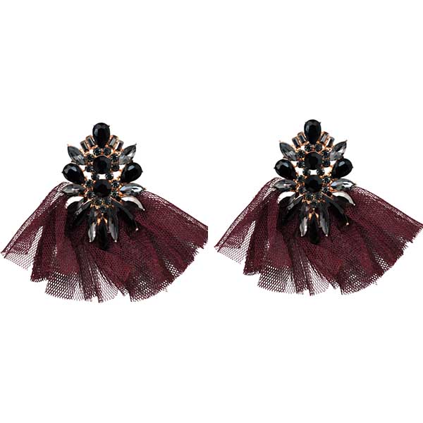 Pendientes cristal tul burdeos