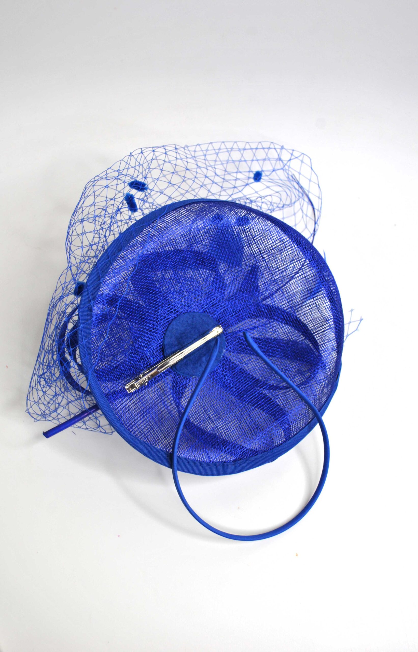 Tocado azul eléctrico redecilla topos - Imagen 2