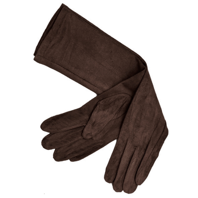 Guantes antelina marrón chocolate 50 cm