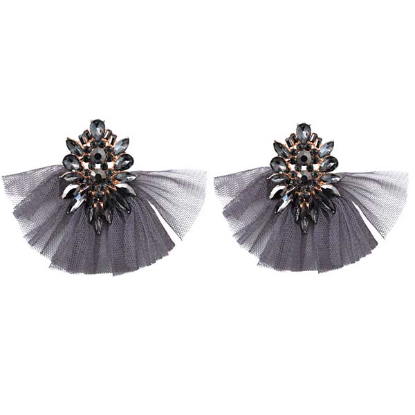Pendientes cristal tul gris