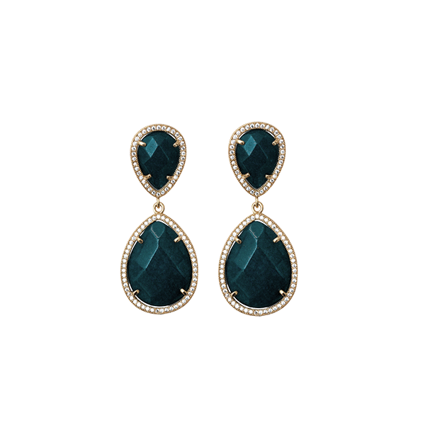 Pendientes lágrima facetada petróleo