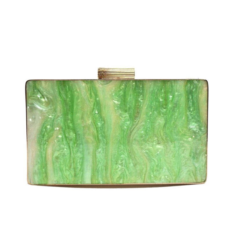 Bolso clutch caja rígida verde