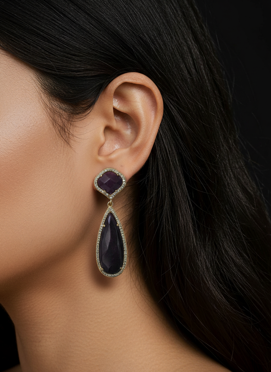 Pendientes piedra berenjena - Imagen 2