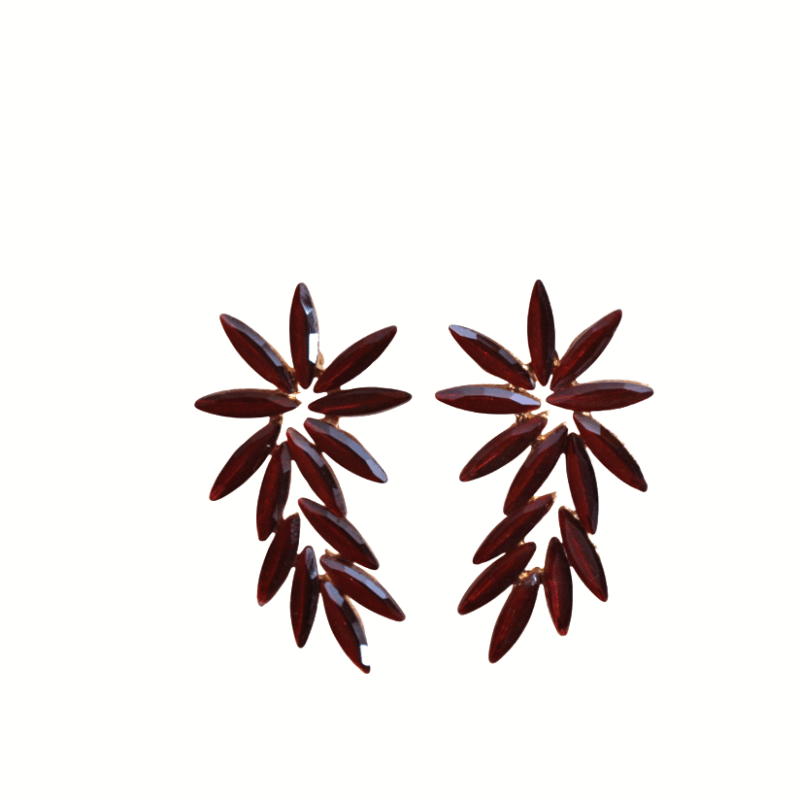 Pendientes burdeos hojitas