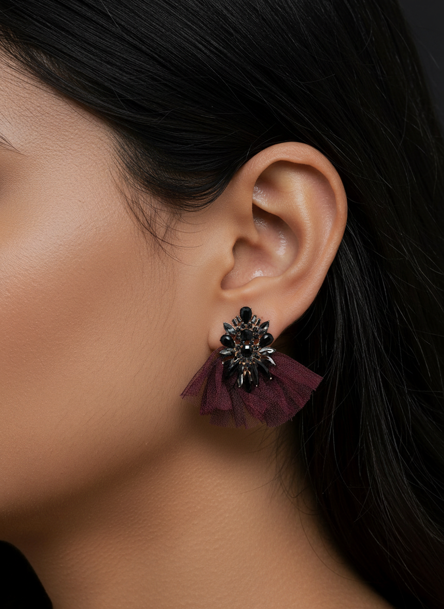 Pendientes cristal tul burdeos - Imagen 2