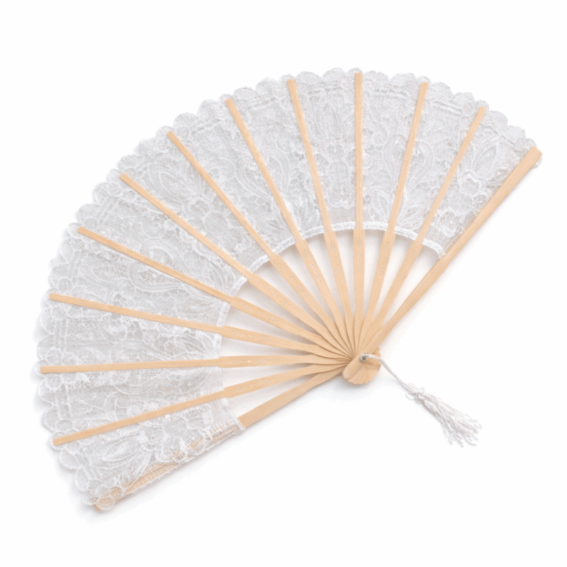 Abanico encaje blanco