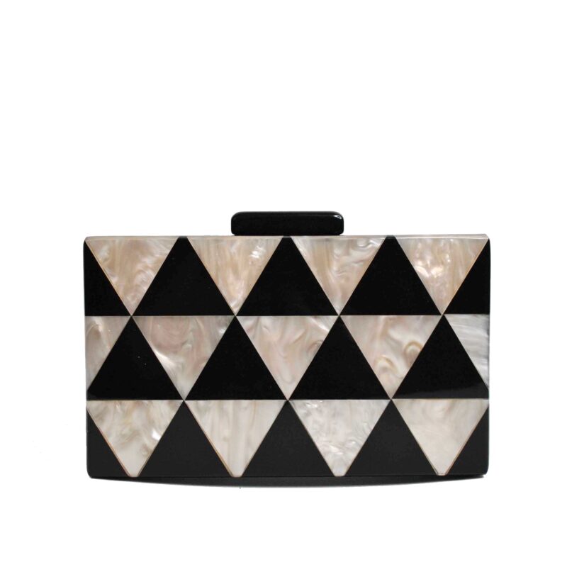 Clutch nácar negro y beige