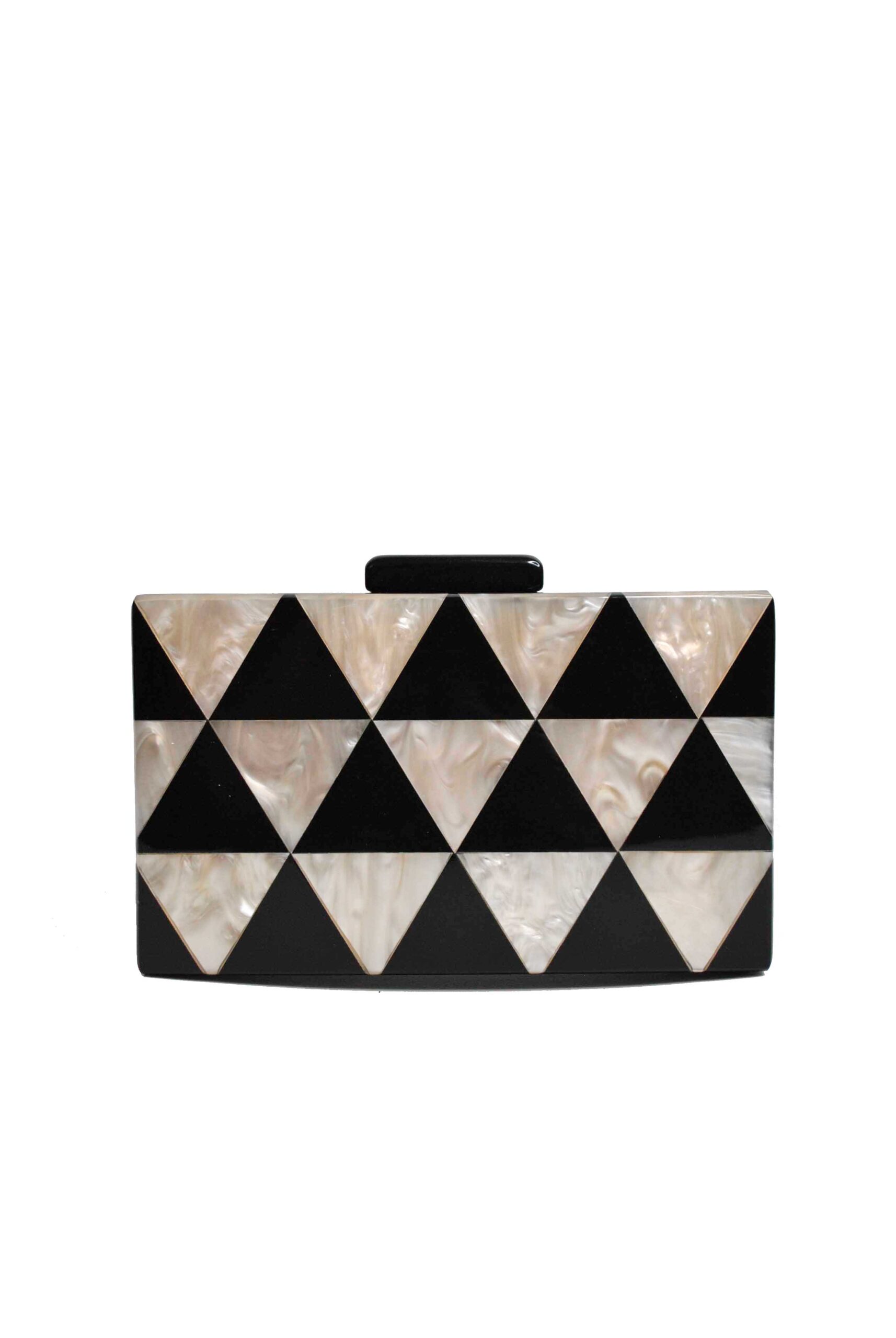 Clutch nácar negro y beige