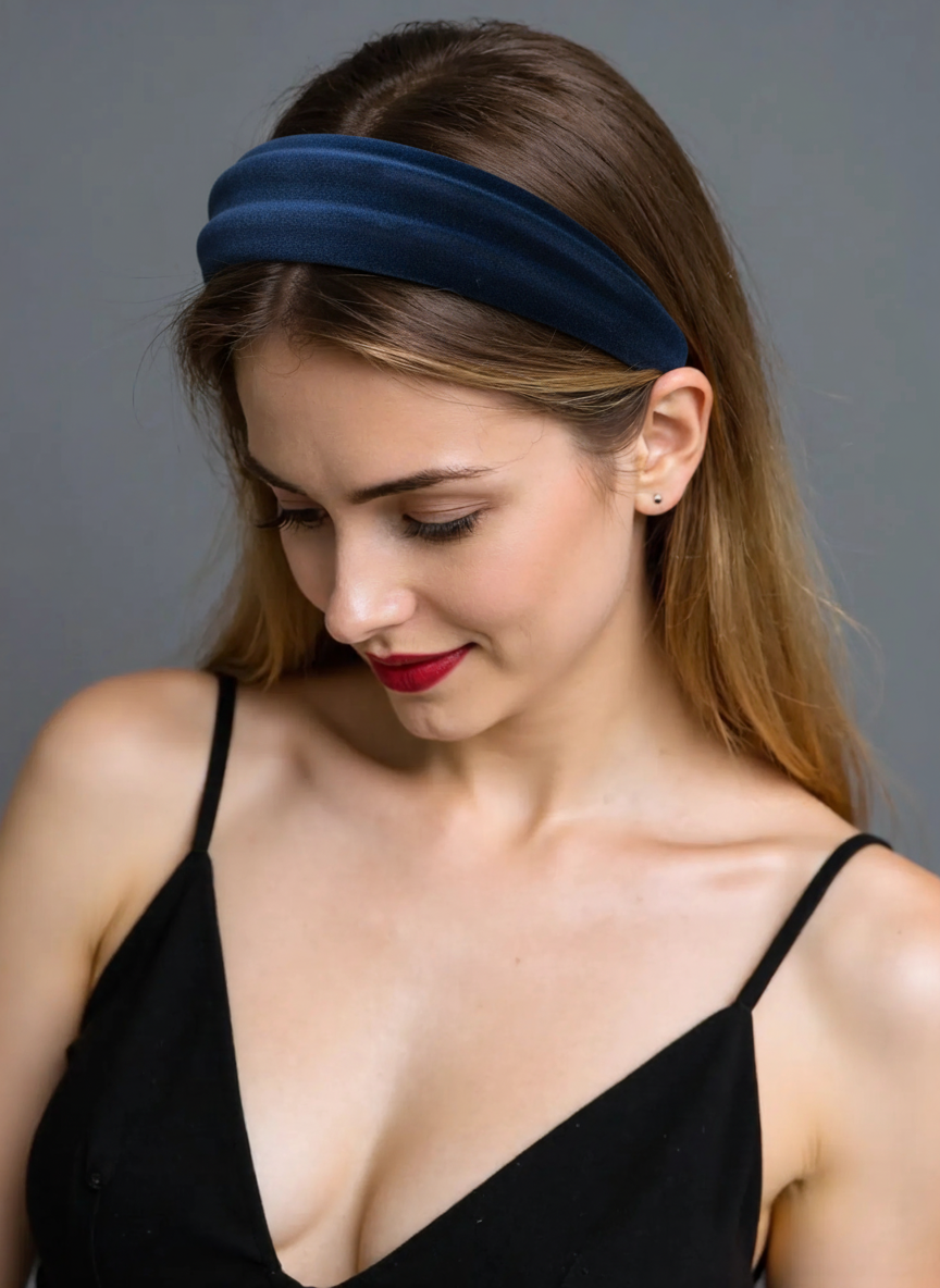 Diadema fiesta terciopelo azul petróleo - Imagen 3