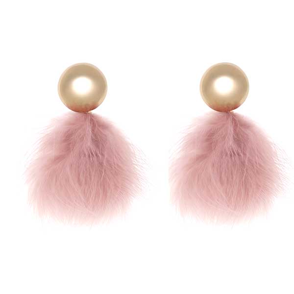 Pendientes plumas rosa nude