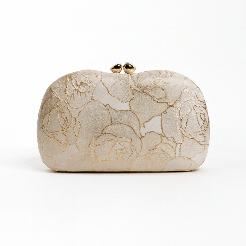 Bolso clutch dorado bordados