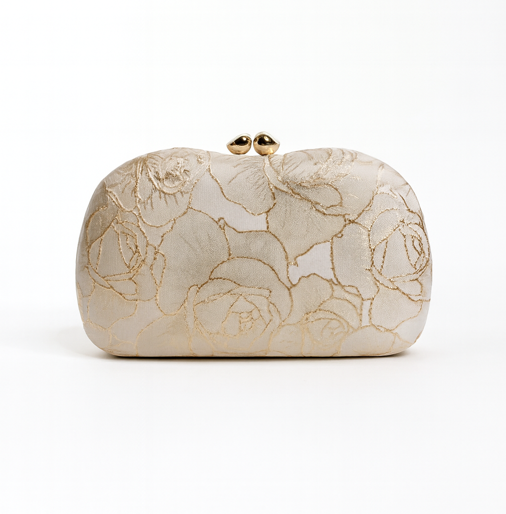 Bolso clutch dorado bordados