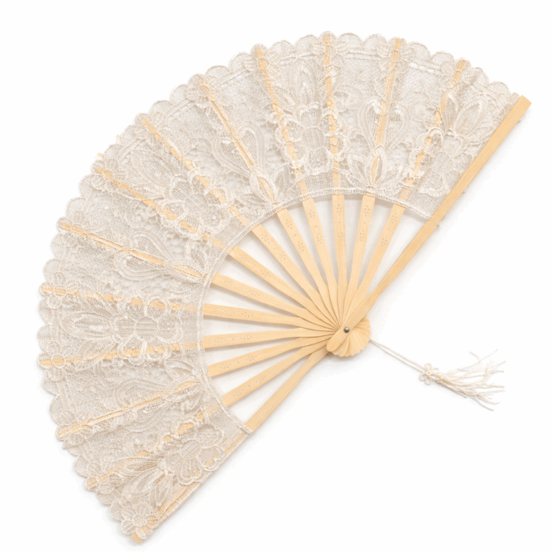 Abanico encaje blanco crudo
