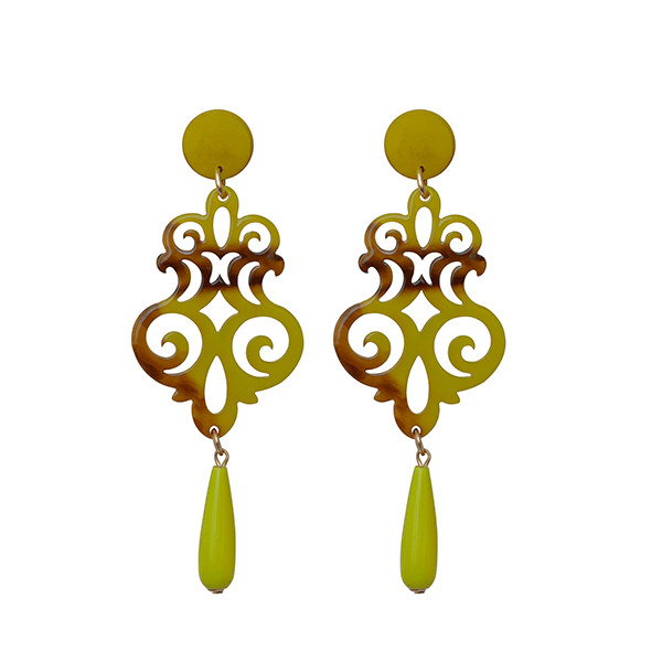 Pendientes flamenca amarillo lima