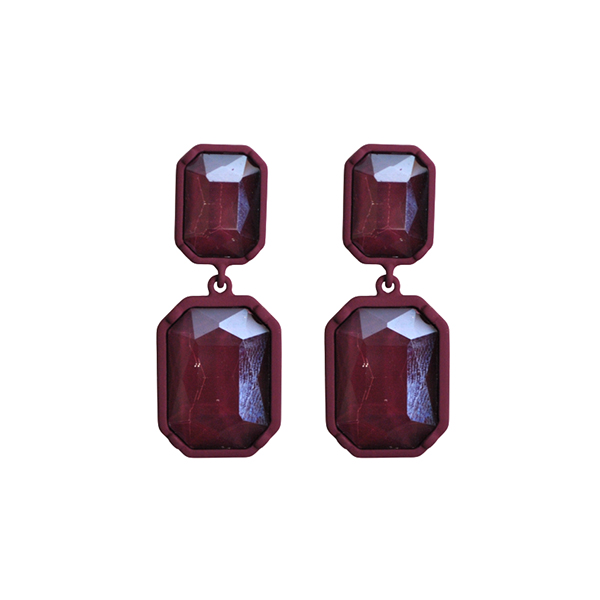 Pendientes burdeos facetados