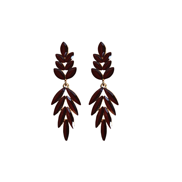 Pendientes burdeos hojas