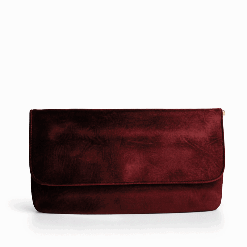 Cartera de fiesta terciopelo burdeos