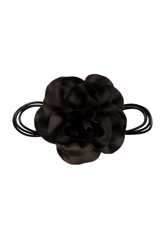 Collar flor satinada marrón chocolate