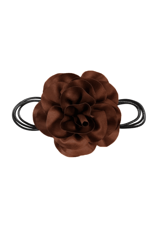 Collar flor satinada marrón tierra
