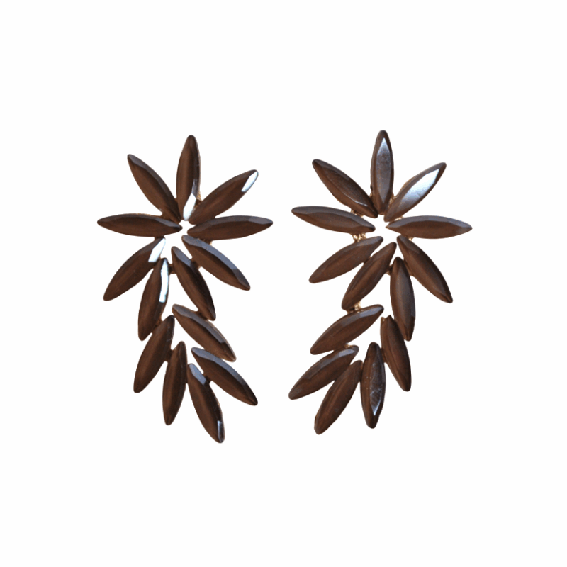 Pendientes marrones hojas