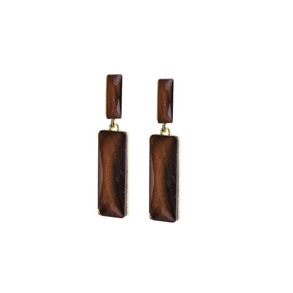 Pendientes marrones rectangulares